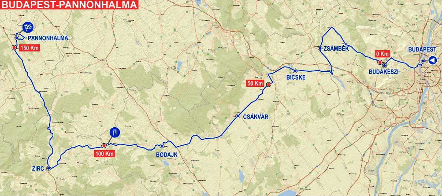 V4 Kerékpárverseny 2019: Budapest-Pannonhalma 168,7 km – TÉRKÉPEK + SZINTRAJZ + ITINER + GPS