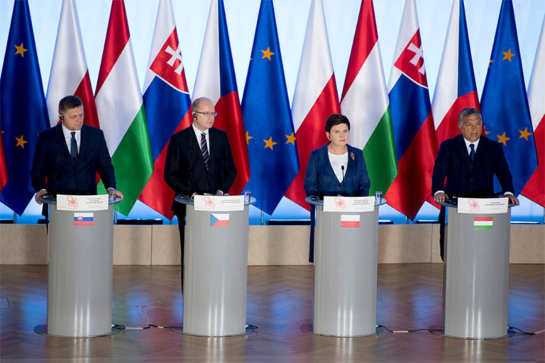 A Visegrádi Csoport országainak kormányfői 2016. július 16-án, Varsóban (Fotó: P. Tracz / KPRM)